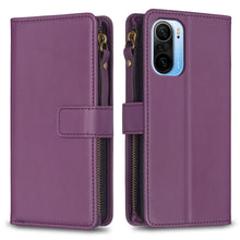 Load image into Gallery viewer, 9 Card Slots Zipper Wallet Leather Flip Phone Case, For Xiaomi Redmi Note 10 Pro, For Xiaomi Redmi Note 10, For Xiaomi Redmi K40 / K40 Pro, For Xiaomi Poco M3, For Xiaomi Poco X3, For Xiaomi Redmi 9A, For Xiaomi Redmi 9, For Xiaomi Redmi 9C