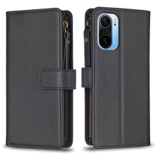 Load image into Gallery viewer, 9 Card Slots Zipper Wallet Leather Flip Phone Case, For Xiaomi Redmi Note 10 Pro, For Xiaomi Redmi Note 10, For Xiaomi Redmi K40 / K40 Pro, For Xiaomi Poco M3, For Xiaomi Poco X3, For Xiaomi Redmi 9A, For Xiaomi Redmi 9, For Xiaomi Redmi 9C