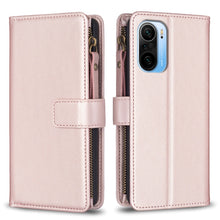 Load image into Gallery viewer, 9 Card Slots Zipper Wallet Leather Flip Phone Case, For Xiaomi Redmi Note 10 Pro, For Xiaomi Redmi Note 10, For Xiaomi Redmi K40 / K40 Pro, For Xiaomi Poco M3, For Xiaomi Poco X3, For Xiaomi Redmi 9A, For Xiaomi Redmi 9, For Xiaomi Redmi 9C