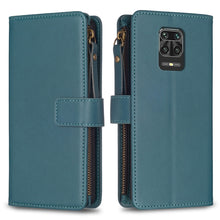 Load image into Gallery viewer, 9 Card Slots Zipper Wallet Leather Flip Phone Case, For Xiaomi Redmi Note 10 Pro, For Xiaomi Redmi Note 10, For Xiaomi Poco X3, For Xiaomi Redmi 9A, For Xiaomi Redmi 9, For Xiaomi Redmi 9C, For Xiaomi Redmi Note 9 Pro Max