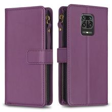 Load image into Gallery viewer, 9 Card Slots Zipper Wallet Leather Flip Phone Case, For Xiaomi Redmi Note 10 Pro, For Xiaomi Redmi Note 10, For Xiaomi Poco X3, For Xiaomi Redmi 9A, For Xiaomi Redmi 9, For Xiaomi Redmi 9C, For Xiaomi Redmi Note 9 Pro Max