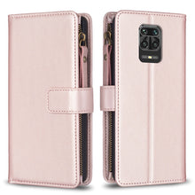 Load image into Gallery viewer, 9 Card Slots Zipper Wallet Leather Flip Phone Case, For Xiaomi Redmi Note 10 Pro, For Xiaomi Redmi Note 10, For Xiaomi Poco X3, For Xiaomi Redmi 9A, For Xiaomi Redmi 9, For Xiaomi Redmi 9C, For Xiaomi Redmi Note 9 Pro Max