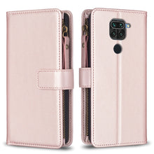 Load image into Gallery viewer, 9 Card Slots Zipper Wallet Leather Flip Phone Case, For Xiaomi Redmi Note 9, For Xiaomi Redmi Note 9 Pro Max