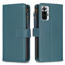 Load image into Gallery viewer, 9 Card Slots Zipper Wallet Leather Flip Phone Case, For Xiaomi Redmi Note 10 Pro, For Xiaomi Redmi Note 10, For Xiaomi Poco X3, For Xiaomi Redmi 9A, For Xiaomi Redmi 9, For Xiaomi Redmi 9C, For Xiaomi Redmi Note 9 Pro Max