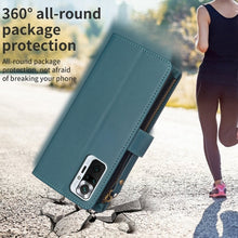 Load image into Gallery viewer, 9 Card Slots Zipper Wallet Leather Flip Phone Case, For Xiaomi Redmi Note 10 Pro, For Xiaomi Redmi Note 10, For Xiaomi Poco X3, For Xiaomi Redmi 9A, For Xiaomi Redmi 9, For Xiaomi Redmi 9C, For Xiaomi Redmi Note 9 Pro Max