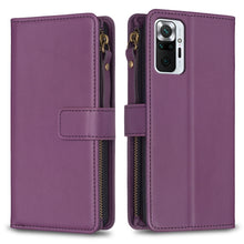 Load image into Gallery viewer, 9 Card Slots Zipper Wallet Leather Flip Phone Case, For Xiaomi Redmi Note 10 Pro, For Xiaomi Redmi Note 10, For Xiaomi Poco X3, For Xiaomi Redmi 9A, For Xiaomi Redmi 9, For Xiaomi Redmi 9C, For Xiaomi Redmi Note 9 Pro Max