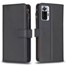 Load image into Gallery viewer, 9 Card Slots Zipper Wallet Leather Flip Phone Case, For Xiaomi Redmi Note 10 Pro, For Xiaomi Redmi Note 10, For Xiaomi Poco X3, For Xiaomi Redmi 9A, For Xiaomi Redmi 9, For Xiaomi Redmi 9C, For Xiaomi Redmi Note 9 Pro Max