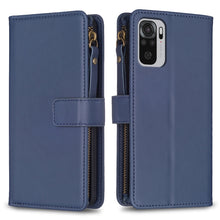Load image into Gallery viewer, 9 Card Slots Zipper Wallet Leather Flip Phone Case, For Xiaomi Redmi Note 10 Pro, For Xiaomi Redmi Note 10, For Xiaomi Poco X3, For Xiaomi Redmi 9A, For Xiaomi Redmi 9, For Xiaomi Redmi 9C, For Xiaomi Redmi Note 9 Pro Max