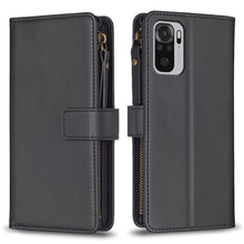 Load image into Gallery viewer, 9 Card Slots Zipper Wallet Leather Flip Phone Case, For Xiaomi Redmi Note 10 Pro, For Xiaomi Redmi Note 10, For Xiaomi Poco X3, For Xiaomi Redmi 9A, For Xiaomi Redmi 9, For Xiaomi Redmi 9C, For Xiaomi Redmi Note 9 Pro Max
