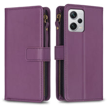 Load image into Gallery viewer, 9 Card Slots Zipper Wallet Leather Flip Phone Case, For Xiaomi Poco F5 5G, For Xiaomi Redmi Note 12S 4G, For Xiaomi Redmi Note 12 4G, For Xiaomi Civi 3 5G, For Xiaomi Redmi A1 / A2, For Xiaomi Redmi Note 12 Pro+ 5G Global, For Xiaomi Redmi Note 12 Pro ...
