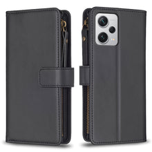 Load image into Gallery viewer, 9 Card Slots Zipper Wallet Leather Flip Phone Case, For Xiaomi Poco F5 5G, For Xiaomi Redmi Note 12S 4G, For Xiaomi Redmi Note 12 4G, For Xiaomi Civi 3 5G, For Xiaomi Redmi A1 / A2, For Xiaomi Redmi Note 12 Pro+ 5G Global, For Xiaomi Redmi Note 12 Pro ...