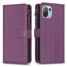 Load image into Gallery viewer, 9 Card Slots Zipper Wallet Leather Flip Phone Case, For Xiaomi Redmi 10C, For Xiaomi 12 Pro, For Xiaomi 12, For Xiaomi Redmi Note 11 Pro, For Xiaomi Mi 11T / 11T Pro, For Xiaomi Redmi 10, For Xiaomi Mi 11 Lite, For Xiaomi Redmi Note 10 5G