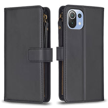 Load image into Gallery viewer, 9 Card Slots Zipper Wallet Leather Flip Phone Case, For Xiaomi Redmi 10C, For Xiaomi 12 Pro, For Xiaomi 12, For Xiaomi Redmi Note 11 Pro, For Xiaomi Mi 11T / 11T Pro, For Xiaomi Redmi 10, For Xiaomi Mi 11 Lite, For Xiaomi Redmi Note 10 5G