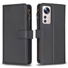 Load image into Gallery viewer, 9 Card Slots Zipper Wallet Leather Flip Phone Case, For Xiaomi Redmi 12C, For Xiaomi 13 Lite, For Xiaomi Redmi K60 / K60 Pro, For Xiaomi 13 Pro, For Xiaomi 13, For Xiaomi 12T / 12T Pro, For Xiaomi 12 Lite, For Xiaomi Redmi 10 5G
