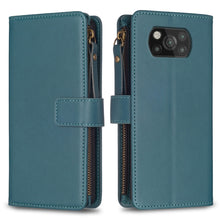 Load image into Gallery viewer, 9 Card Slots Zipper Wallet Leather Flip Phone Case, For Xiaomi Redmi Note 10 Pro, For Xiaomi Redmi Note 10, For Xiaomi Poco X3, For Xiaomi Redmi 9A, For Xiaomi Redmi 9, For Xiaomi Redmi 9C, For Xiaomi Redmi Note 9 Pro Max