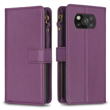 Load image into Gallery viewer, 9 Card Slots Zipper Wallet Leather Flip Phone Case, For Xiaomi Redmi Note 10 Pro, For Xiaomi Redmi Note 10, For Xiaomi Poco X3, For Xiaomi Redmi 9A, For Xiaomi Redmi 9, For Xiaomi Redmi 9C, For Xiaomi Redmi Note 9 Pro Max