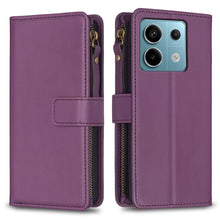 Load image into Gallery viewer, 9 Card Slots Zipper Wallet Leather Flip Phone Case, For Xiaomi Redmi Note 13 Pro 4G Global, For Xiaomi Poco M6 Pro 4G, For Xiaomi Redmi Note 13 4G Global, For Xiaomi Redmi Note 13, For Xiaomi Redmi 13C, For Xiaomi Redmi Note 13 Pro+ 5G                 ...