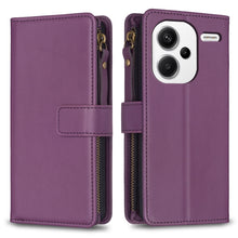 Load image into Gallery viewer, 9 Card Slots Zipper Wallet Leather Flip Phone Case, For Xiaomi Redmi Note 13 Pro 4G Global, For Xiaomi Poco M6 Pro 4G, For Xiaomi Redmi Note 13 4G Global, For Xiaomi Redmi Note 13, For Xiaomi Redmi 13C, For Xiaomi Redmi Note 13 Pro+ 5G                 ...