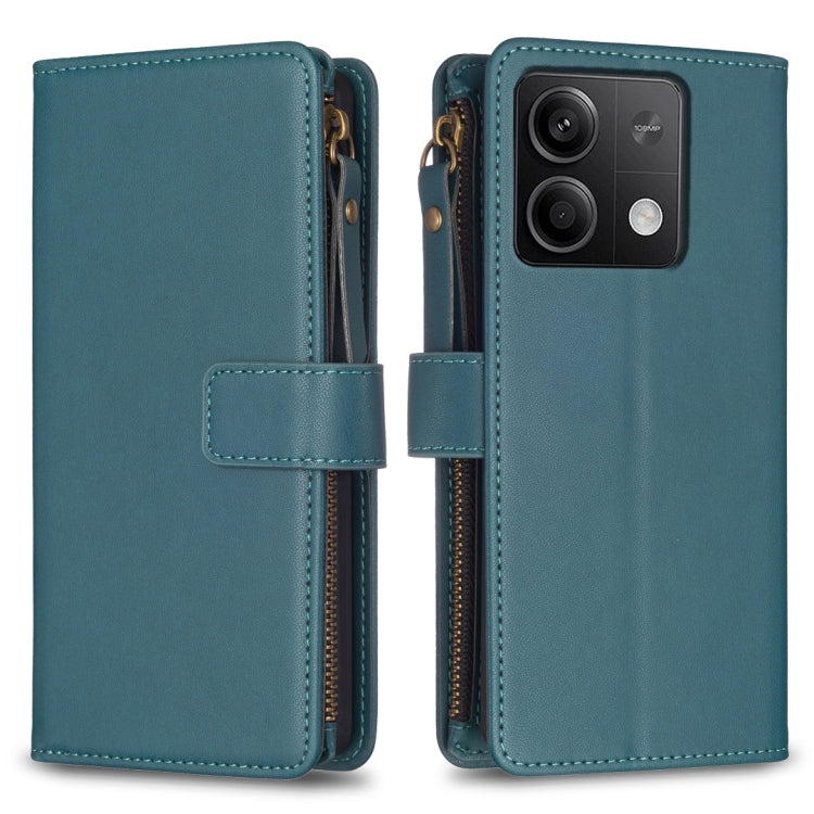 9 Card Slots Zipper Wallet Leather Flip Phone Case, For Xiaomi Redmi Note 13 Pro 4G Global, For Xiaomi Poco M6 Pro 4G, For Xiaomi Redmi Note 13 4G Global, For Xiaomi Redmi Note 13, For Xiaomi Redmi 13C, For Xiaomi Redmi Note 13 Pro+ 5G                 ...