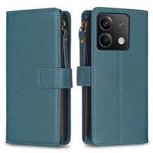 Load image into Gallery viewer, 9 Card Slots Zipper Wallet Leather Flip Phone Case, For Xiaomi Redmi Note 13 Pro 4G Global, For Xiaomi Poco M6 Pro 4G, For Xiaomi Redmi Note 13 4G Global, For Xiaomi Redmi Note 13, For Xiaomi Redmi 13C, For Xiaomi Redmi Note 13 Pro+ 5G                 ...