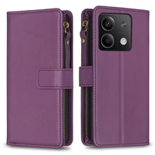 Load image into Gallery viewer, 9 Card Slots Zipper Wallet Leather Flip Phone Case, For Xiaomi Redmi Note 13 Pro 4G Global, For Xiaomi Poco M6 Pro 4G, For Xiaomi Redmi Note 13 4G Global, For Xiaomi Redmi Note 13, For Xiaomi Redmi 13C, For Xiaomi Redmi Note 13 Pro+ 5G                 ...