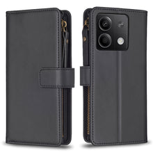 Load image into Gallery viewer, 9 Card Slots Zipper Wallet Leather Flip Phone Case, For Xiaomi Redmi Note 13 Pro 4G Global, For Xiaomi Poco M6 Pro 4G, For Xiaomi Redmi Note 13 4G Global, For Xiaomi Redmi Note 13, For Xiaomi Redmi 13C, For Xiaomi Redmi Note 13 Pro+ 5G                 ...