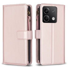 Load image into Gallery viewer, 9 Card Slots Zipper Wallet Leather Flip Phone Case, For Xiaomi Redmi Note 13 Pro 4G Global, For Xiaomi Poco M6 Pro 4G, For Xiaomi Redmi Note 13 4G Global, For Xiaomi Redmi Note 13, For Xiaomi Redmi 13C, For Xiaomi Redmi Note 13 Pro+ 5G                 ...