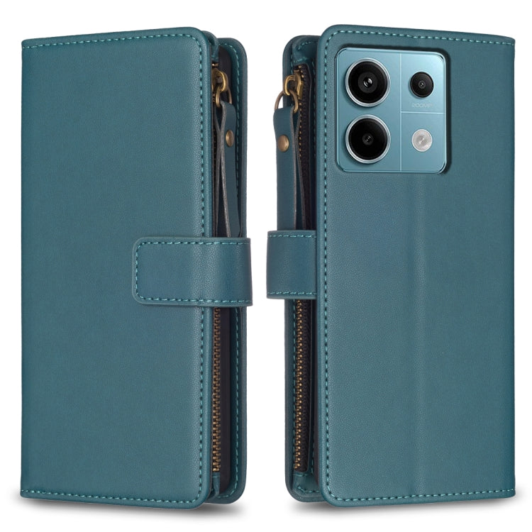 9 Card Slots Zipper Wallet Leather Flip Phone Case, For Xiaomi Redmi Note 13 Pro 4G Global, For Xiaomi Poco M6 Pro 4G, For Xiaomi Redmi Note 13 4G Global, For Xiaomi Redmi Note 13, For Xiaomi Redmi 13C, For Xiaomi Redmi Note 13 Pro+ 5G                 ...