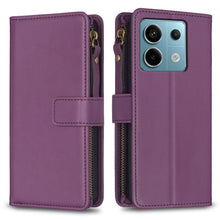 Load image into Gallery viewer, 9 Card Slots Zipper Wallet Leather Flip Phone Case, For Xiaomi Redmi Note 13 Pro 4G Global, For Xiaomi Poco M6 Pro 4G, For Xiaomi Redmi Note 13 4G Global, For Xiaomi Redmi Note 13, For Xiaomi Redmi 13C, For Xiaomi Redmi Note 13 Pro+ 5G                 ...