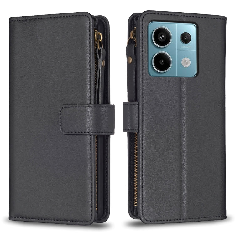 9 Card Slots Zipper Wallet Leather Flip Phone Case, For Xiaomi Redmi Note 13 Pro 4G Global, For Xiaomi Poco M6 Pro 4G, For Xiaomi Redmi Note 13 4G Global, For Xiaomi Redmi Note 13, For Xiaomi Redmi 13C, For Xiaomi Redmi Note 13 Pro+ 5G                 ...