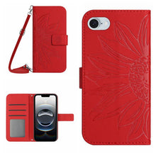 Load image into Gallery viewer, Skin Feel Sun Flower Embossed Flip Leather Phone Case with Lanyard, For iPhone 17e / 16e, For iPhone 17 Pro Max, For iPhone 17 Pro, For iPhone 17