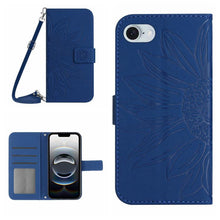 Load image into Gallery viewer, Skin Feel Sun Flower Embossed Flip Leather Phone Case with Lanyard, For iPhone 17e / 16e, For iPhone 17 Pro Max, For iPhone 17 Pro, For iPhone 17