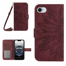 Load image into Gallery viewer, Skin Feel Sun Flower Embossed Flip Leather Phone Case with Lanyard, For iPhone 17e / 16e, For iPhone 17 Pro Max, For iPhone 17 Pro, For iPhone 17