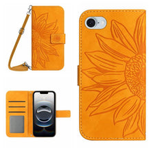 Load image into Gallery viewer, Skin Feel Sun Flower Embossed Flip Leather Phone Case with Lanyard, For iPhone 17e / 16e, For iPhone 17 Pro Max, For iPhone 17 Pro, For iPhone 17