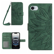 Load image into Gallery viewer, Skin Feel Sun Flower Embossed Flip Leather Phone Case with Lanyard, For iPhone 17e / 16e, For iPhone 17 Pro Max, For iPhone 17 Pro, For iPhone 17
