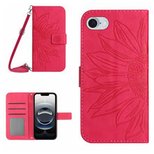 Load image into Gallery viewer, Skin Feel Sun Flower Embossed Flip Leather Phone Case with Lanyard, For iPhone 17e / 16e, For iPhone 17 Pro Max, For iPhone 17 Pro, For iPhone 17