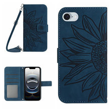 Load image into Gallery viewer, Skin Feel Sun Flower Embossed Flip Leather Phone Case with Lanyard, For iPhone 17e / 16e, For iPhone 17 Pro Max, For iPhone 17 Pro, For iPhone 17