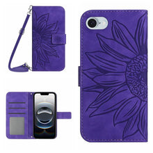 Load image into Gallery viewer, Skin Feel Sun Flower Embossed Flip Leather Phone Case with Lanyard, For iPhone 17e / 16e, For iPhone 17 Pro Max, For iPhone 17 Pro, For iPhone 17