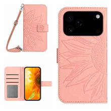 Load image into Gallery viewer, Skin Feel Sun Flower Embossed Flip Leather Phone Case with Lanyard, For iPhone 17e / 16e, For iPhone 17 Pro Max, For iPhone 17 Pro, For iPhone 17
