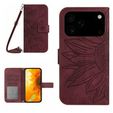 Load image into Gallery viewer, Skin Feel Sun Flower Embossed Flip Leather Phone Case with Lanyard, For iPhone 17e / 16e, For iPhone 17 Pro Max, For iPhone 17 Pro, For iPhone 17