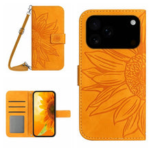 Load image into Gallery viewer, Skin Feel Sun Flower Embossed Flip Leather Phone Case with Lanyard, For iPhone 17e / 16e, For iPhone 17 Pro Max, For iPhone 17 Pro, For iPhone 17