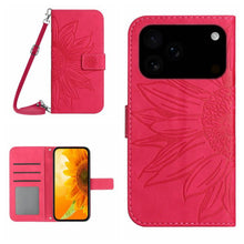 Load image into Gallery viewer, Skin Feel Sun Flower Embossed Flip Leather Phone Case with Lanyard, For iPhone 17e / 16e, For iPhone 17 Pro Max, For iPhone 17 Pro, For iPhone 17