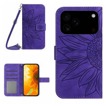 Load image into Gallery viewer, Skin Feel Sun Flower Embossed Flip Leather Phone Case with Lanyard, For iPhone 17e / 16e, For iPhone 17 Pro Max, For iPhone 17 Pro, For iPhone 17