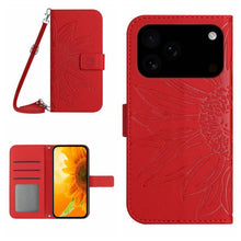 Load image into Gallery viewer, Skin Feel Sun Flower Embossed Flip Leather Phone Case with Lanyard, For iPhone 17e / 16e, For iPhone 17 Pro Max, For iPhone 17 Pro, For iPhone 17