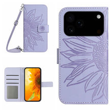 Load image into Gallery viewer, Skin Feel Sun Flower Embossed Flip Leather Phone Case with Lanyard, For iPhone 17e / 16e, For iPhone 17 Pro Max, For iPhone 17 Pro, For iPhone 17