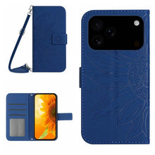 Load image into Gallery viewer, Skin Feel Sun Flower Embossed Flip Leather Phone Case with Lanyard, For iPhone 17e / 16e, For iPhone 17 Pro Max, For iPhone 17 Pro, For iPhone 17