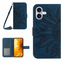 Load image into Gallery viewer, Skin Feel Sun Flower Embossed Flip Leather Phone Case with Lanyard, For iPhone 17e / 16e, For iPhone 17 Pro Max, For iPhone 17 Pro, For iPhone 17