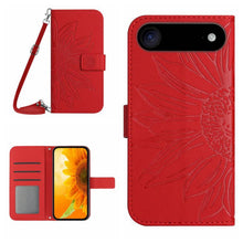 Load image into Gallery viewer, Skin Feel Sun Flower Embossed Flip Leather Phone Case with Lanyard, For iPhone Air, For iPhone 16 Pro Max, For iPhone 16 Pro, For iPhone 16 Plus