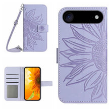 Load image into Gallery viewer, Skin Feel Sun Flower Embossed Flip Leather Phone Case with Lanyard, For iPhone Air, For iPhone 16 Pro Max, For iPhone 16 Pro, For iPhone 16 Plus