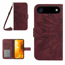 Load image into Gallery viewer, Skin Feel Sun Flower Embossed Flip Leather Phone Case with Lanyard, For iPhone Air, For iPhone 16 Pro Max, For iPhone 16 Pro, For iPhone 16 Plus